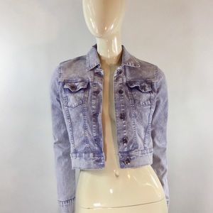 Boom Boom Jeans Lavender Cropped Denim Jacket